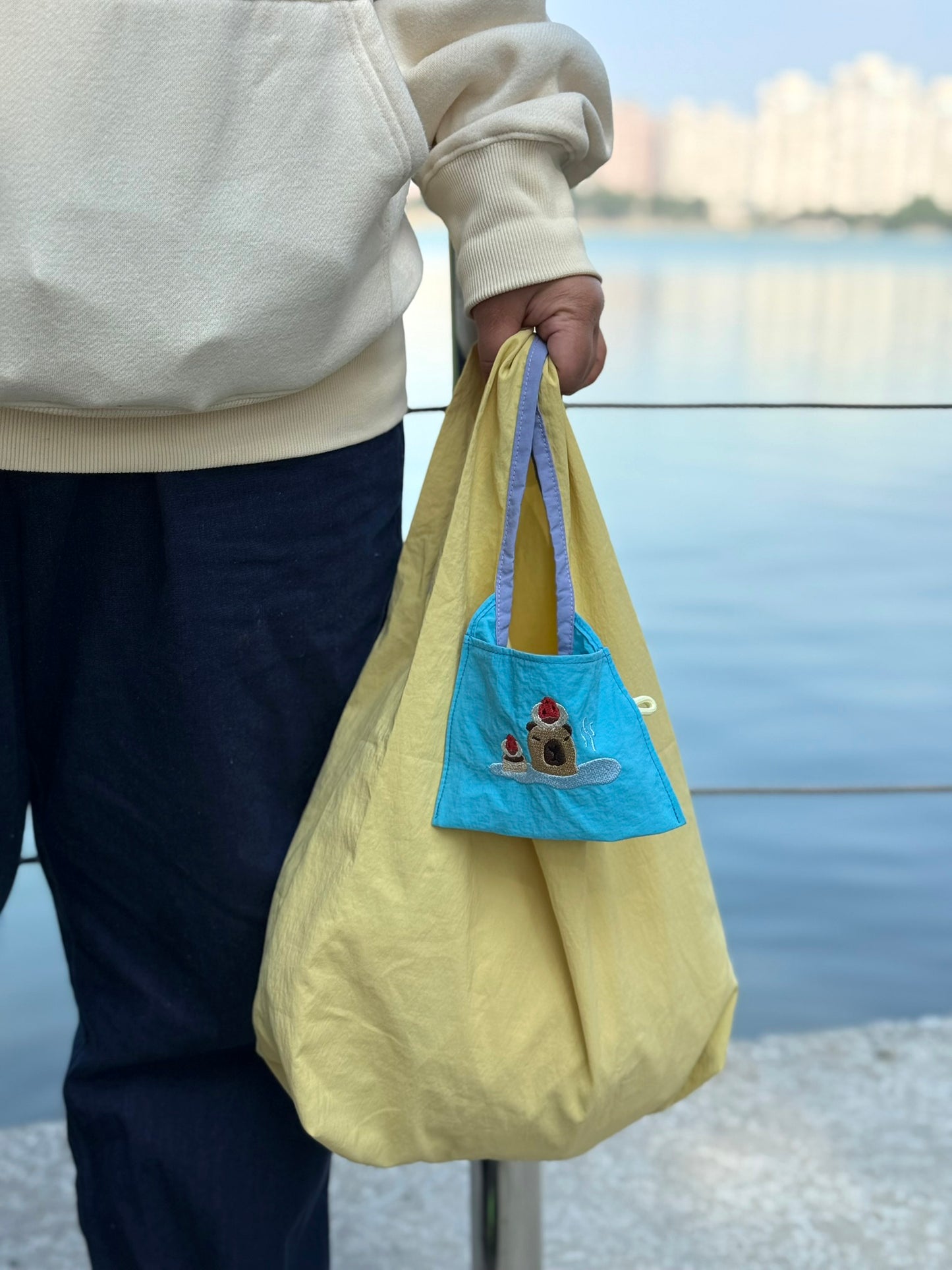 撞色口袋背心袋